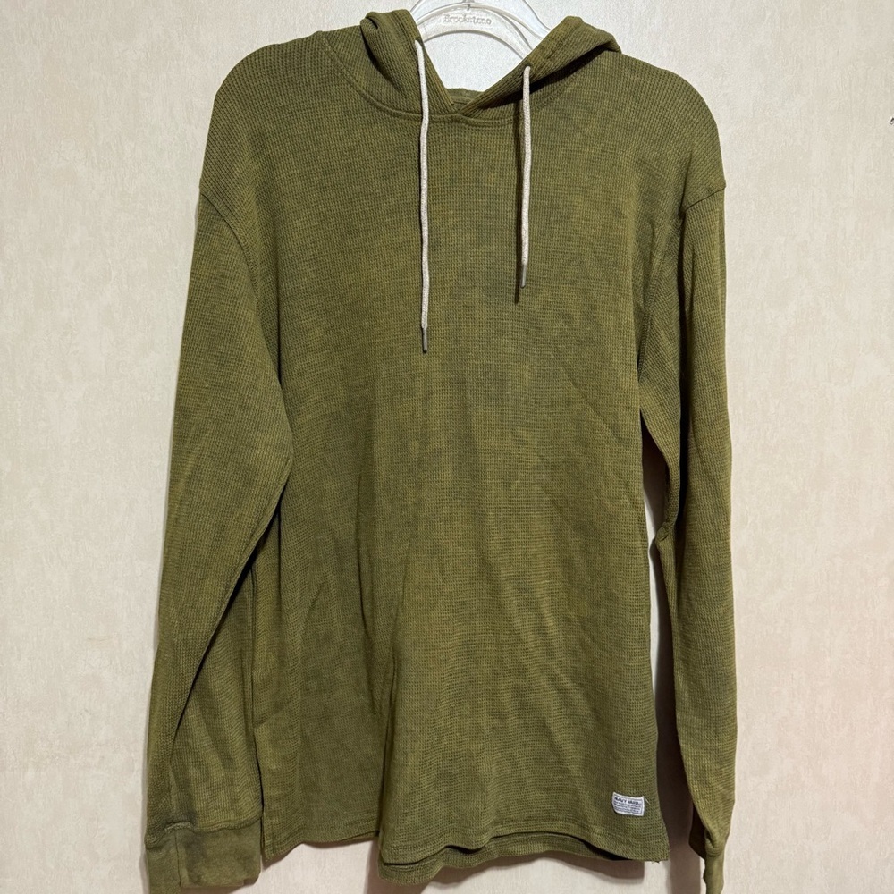 Navy Yard Green Thermal Hooded Long Sleeve Shirt